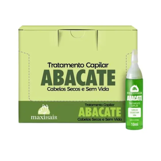 VITAMINA AMPOLA ABACATE 10 ml - C/12 (MAXI HAIR)